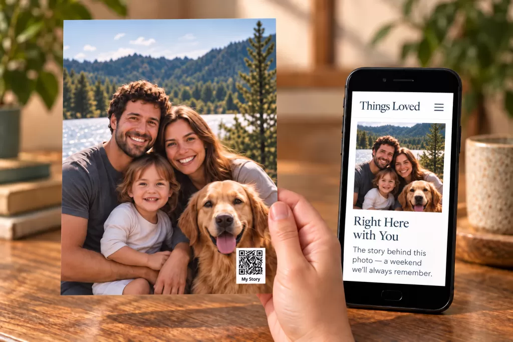 smartphone showing keepsake story